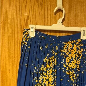 Jcrew Blue Pleated Midi Skirt